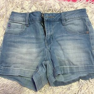 Light washed no rip jean shorts